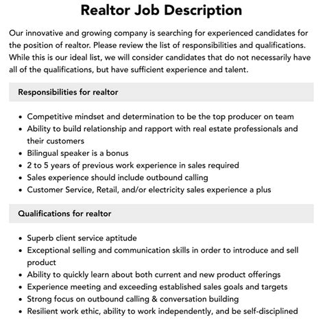 realtor jobs|realtor job description duties.